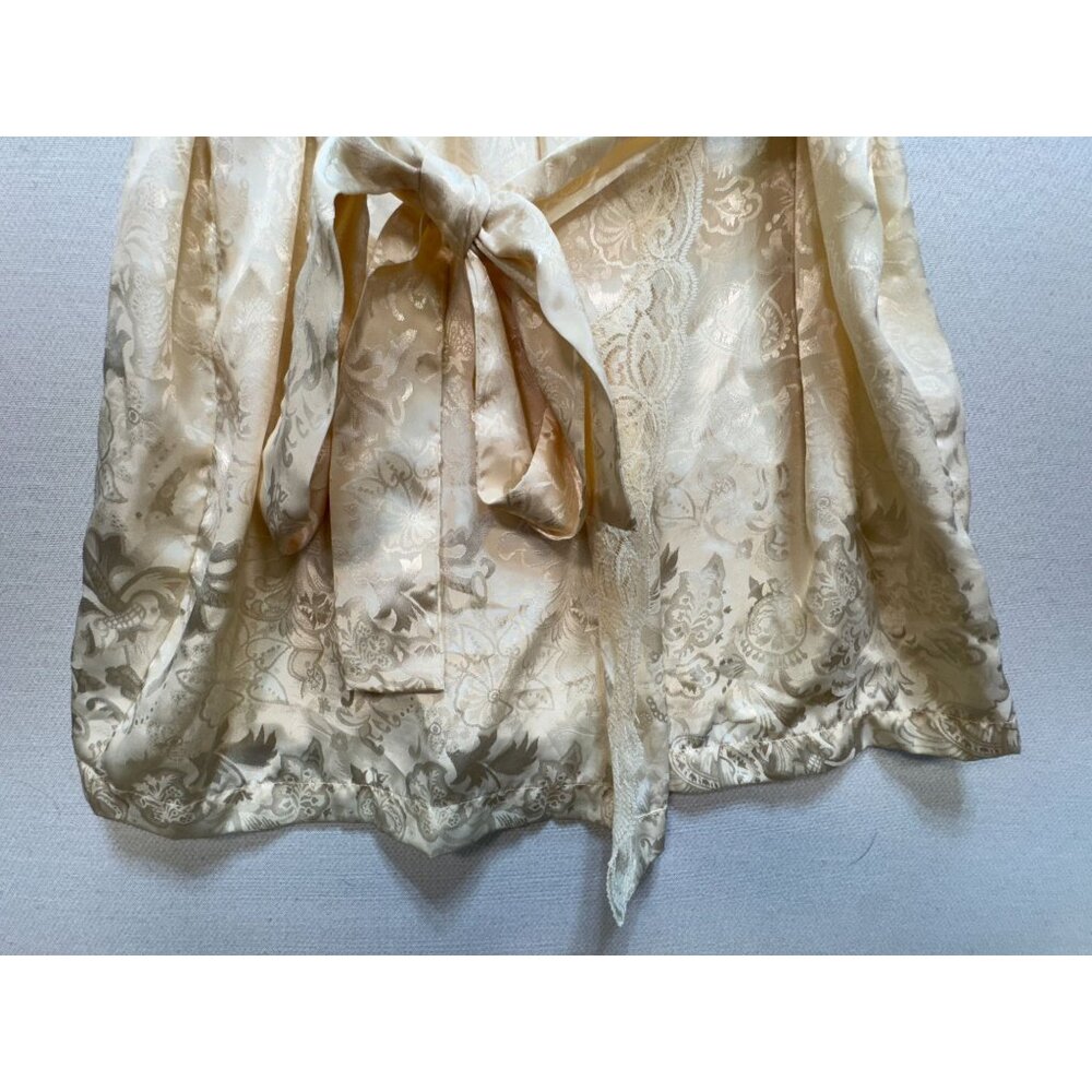 Vintage 1980s Victoria's Secret Satin Kimono Robe One Size Ivory Lace Intimates - Picture 6 of 15